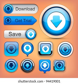 Download web blue buttons for website or app. Vector eps10.