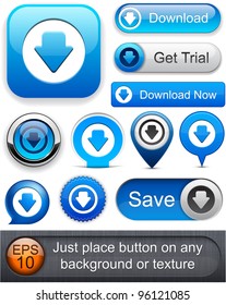 Download web blue buttons for website or app. Vector eps10.