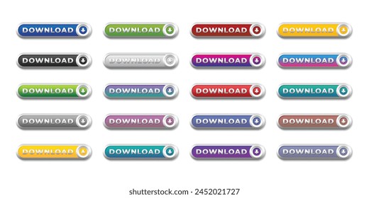 Download web button icons colorful buttons Vector illustration