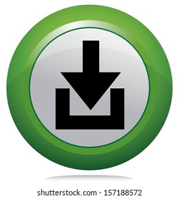 Download web button. Isolated green round button vector illustration. 