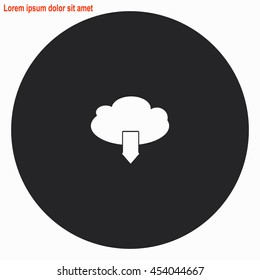 Download web icon. Gray circle button with white illustration.