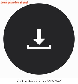 Download web icon. Gray circle button with white illustration.