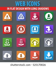 Download web icons in flat design with long shadows