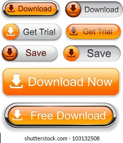 Download web orange buttons for website or app. Vector eps10.