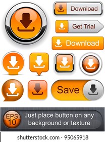 Download web orange buttons for website or app. Vector eps10.