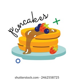 Download a well-designed flat sticker of pancakes 