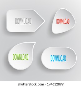 Descarga. Botones vectoriales planos blancos sobre fondo gris.