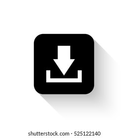 Download - white vector  icon with shadow