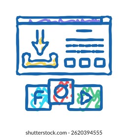 download window with buttons doodle icon sketch vector. download window with buttons sign. isolated symbol illustration