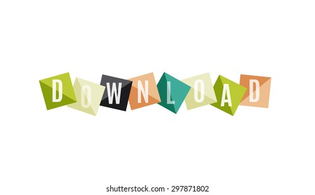 Download word on squares banner, web button. Web button or message for online web site, presentation or application