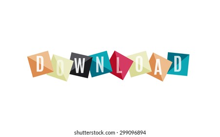 Download word on squares banner, web button. Web button or message for online web site, presentation or application