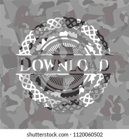 Download written on a grey camouflage texture