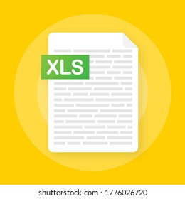 Laden Sie die Schaltfläche XLS auf dem Bildschirm Ihres Notebooks herunter. Konzept des Dokuments herunterladen. Datei mit dem XLS-Label und nach unten gerichteten Pfeilzeichen. Vektorgrafik.