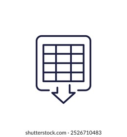 download xls document, spreadsheet line icon