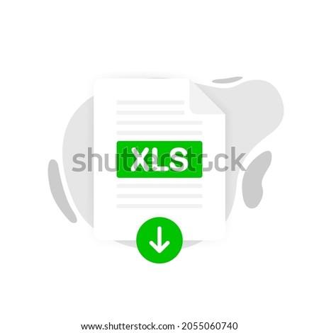 Download XLS icon file with label on white background. Downloading document concept. Vector illustration.