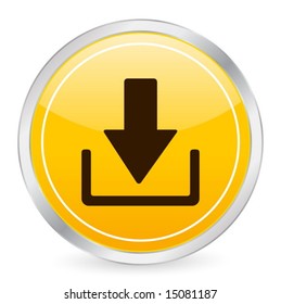 Download yellow circle icon. Vector illustration.