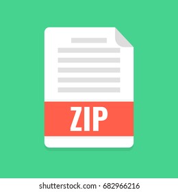 Download ZIP file icon. Downloading document concept. Flat cartoon style. Vector illustration.
