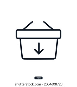 download-basket Icons. e-commerce icon. Сollection of Web and App icons for an online store, delivery, payment, shopping cart, Online Shopping. vector eps 10