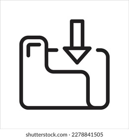 download,computer,files and folders,down arrow,folder, OutLine Icon Logo Ilustration Vektor Isolate, Networking and Technology Icon - Set.Suitable for web Design,Logo,App