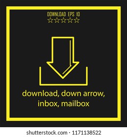 download,down arrow, mailbox  vector icon