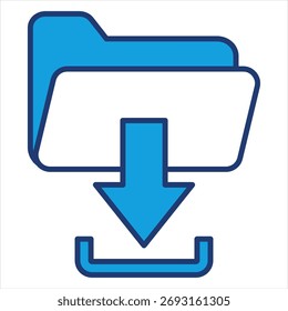 Blaues Symbol heruntergeladen, Vektorgrafik