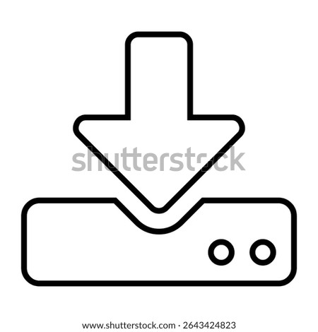 downloaded line icon design. downloaded thin black outline symbol vector illustration. editable stroke icon on transparent background.