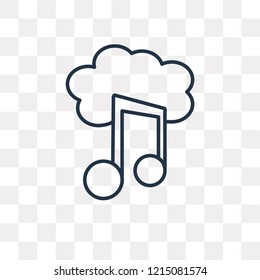 Downloaded Music Cloud vector outline icon isolated on transparent background, high quality linear Downloaded Music Cloud transparency concept can be used web and mobile