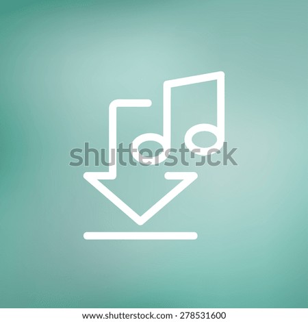 Downloaded music icon thin line for web and mobile, modern minimalistic flat design. Vector white icon on gradient mesh background.
