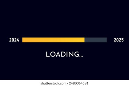 Downloading bar status from 2024 to 2025.Merry Christmas and new year idea concept.