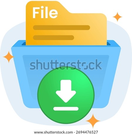 Downloading concept arrow down on file