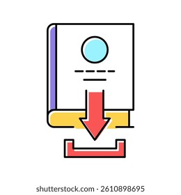 downloading educational book color icon vector. downloading educational book sign. isolated symbol illustration