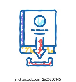 downloading educational book doodle icon sketch vector. downloading educational book sign. isolated symbol illustration