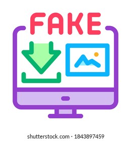 descargando un vector de icono de imagen falso. descargando el signo de imagen falso. ilustración de símbolo de color