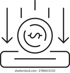 Downloading file with circular loading icon and arrows isolated on white background, vector, illustration