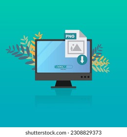 Downloading file with PNG label design vector illustration