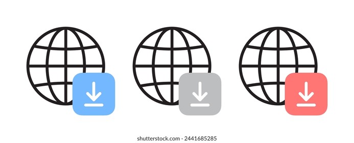 Downloading files to the Internet icons. Vector icons