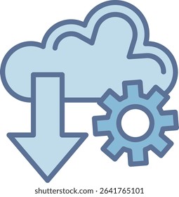 Downloading Filled Blue Tone Icon