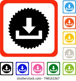 Downloading icon. into a rounded rectangle. Black, gray, green, blue, red, pink, orange color variants Download vector.Designed for web and software UI.