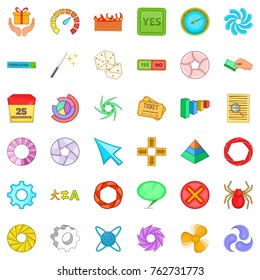 Downloading icons set. Cartoon style of 36 downloading vector icons for web isolated on white background