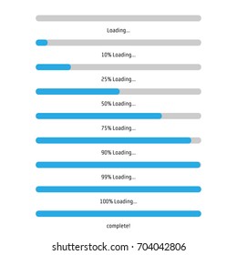 Downloading, loading bar in flat design.
