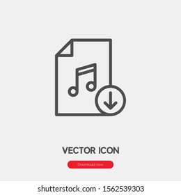 Downloading music icon vector. Downloading music symbol. Linear style sign for mobile concept and web design. Downloading music symbol illustration. Pixel vector graphics - Vector.