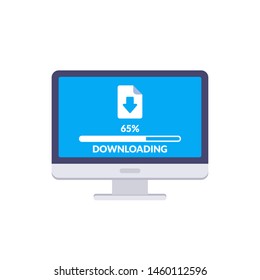 Downloading process on computer screen. Software interface background.
Vector illustration in flat style.