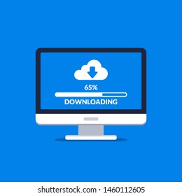 Downloading process on computer screen. Software interface background.
Vector illustration in flat style.