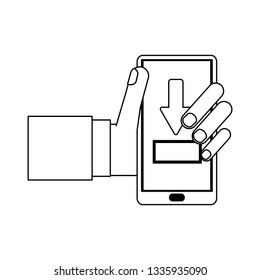 downloading from smartphone symbol black and white