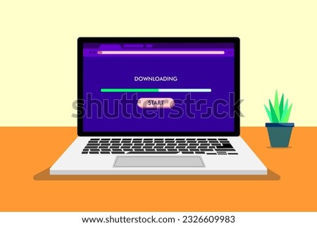 Downloading and uploading file, Download process on a laptop display, laptop with security