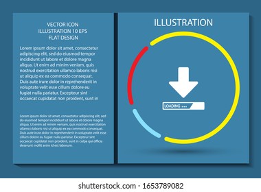 Downloading vector icon , lorem ipsum Flat design
