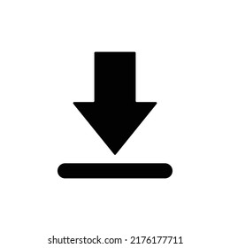 Descargando icono vectorial, flecha hacia abajo con fondo blanco aislado de línea