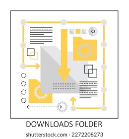 Downloads data folder. Information backup, files synchronization vector illustration