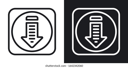 Downloads or download folder app icon for smartphone, tablet, laptop or other smart device with mobile interface. Minimalistic two-tone version on black and white background