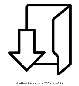 Downloads folder line icon, windows pack concept. Vector graphics. Folder with down arrow, downloading sign on white background, style mobile or design